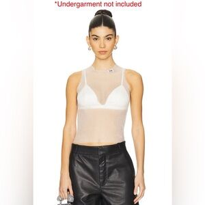 GCDS Women’s Sheer Celluloid Knit Tank Top Optic White XS Slinky Mesh Grunge
